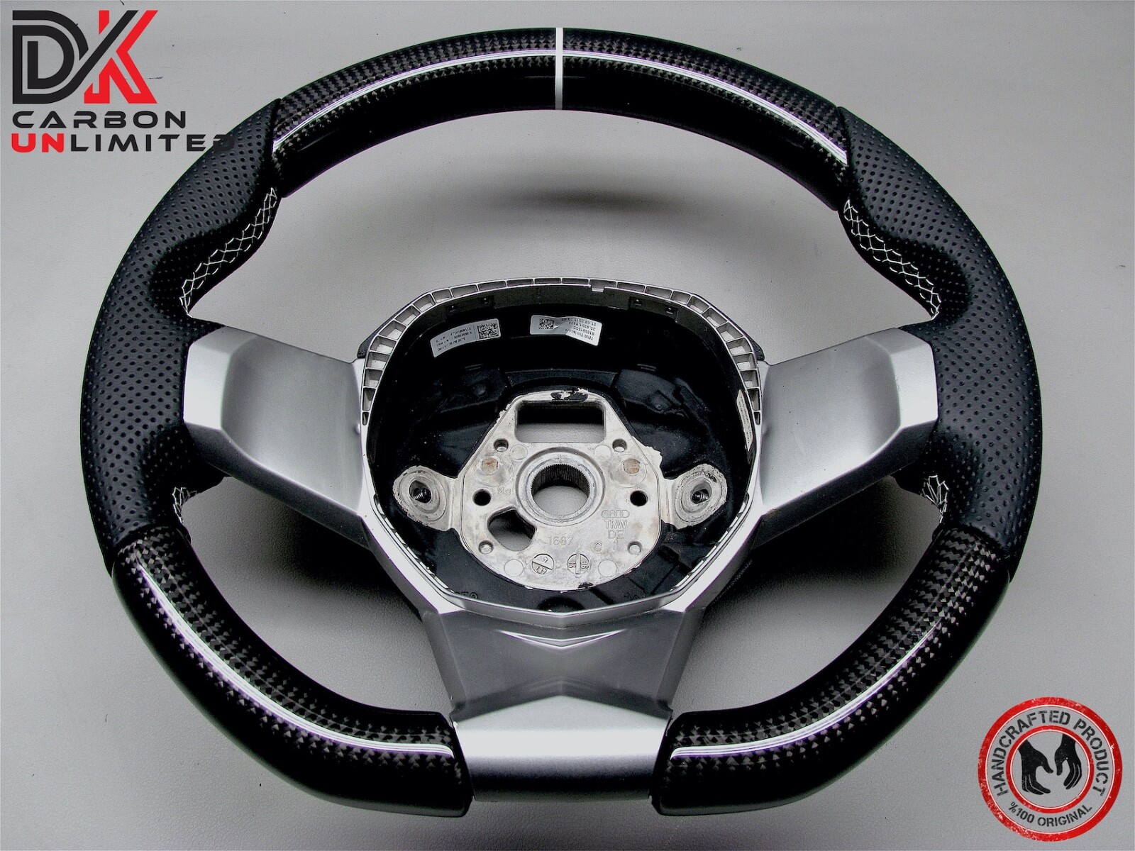 Lamborghini Aventador SVJ63 LP700Perforated White Ring Carbon Steering Wheel v4