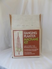 Vintage Macrame Kit Hanging Planter DIY Bali 4.5 Ft with Glass Bowl NOS 1970's