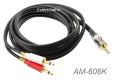 6ft 3.5mm Stereo Male to Dual Red/White Mono 3.5mm Black Audio Cable