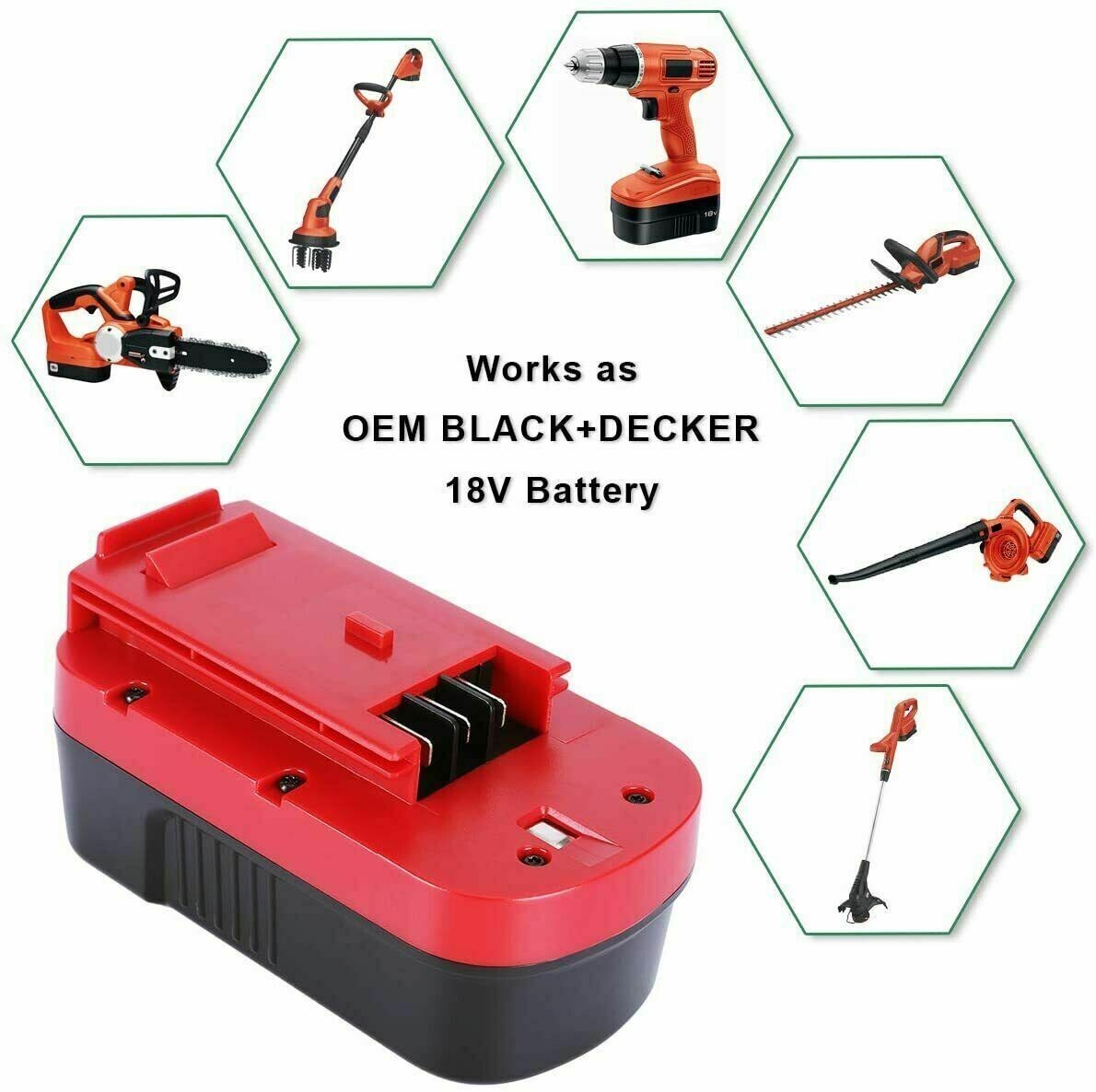 Pack 18V for Black and Decker HPB18 18 Volt 4.8Ah Battery HPB18-OPE 244760-00 US