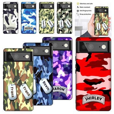 Camo Personalized Name Phone Case Soft Cover For Google Pixel