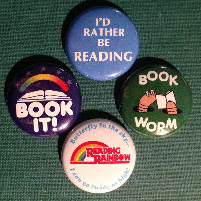4 I Love Reading 1'' Buttons - Books Bookworm Library Indie :) FREE SHIPPING!