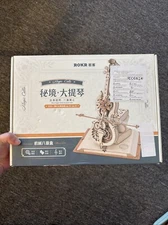 Robotime AMK63 ROKR Magic Cello Mechanical Music Box 3D Wooden Puzzle