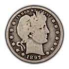1897-O 25c Silver Barber Quarter - VG Semi Key Date - SKU-T4736