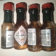  4 Miniature Tabasco Sauce Bottle Vintage Advertising MciLHenny Co - 1/8 Oz New