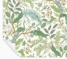 Rifle Paper Co x York Peacock Garden White Peel & Stick Wallpaper 1 Roll NEW