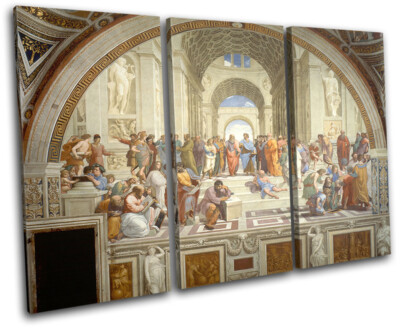 Raffael Schule Athen Vintage VOLL LEINWAND WANDBILD Bild Druck