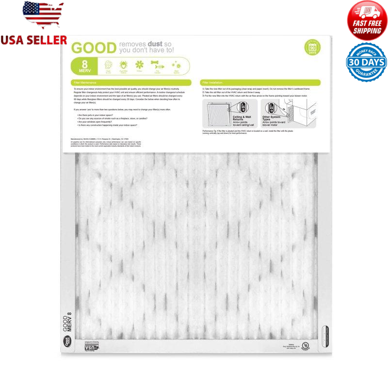 14x20x1 MERV 8 Pleated Air Filter 4 Pack Dust Pollen Pet Dander HVAC Air Furnace