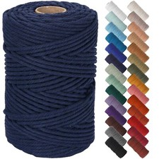 5mmx109yards Dark Blue Macrame Cord Colored Cotton Rope Yarn for Wall Hanging