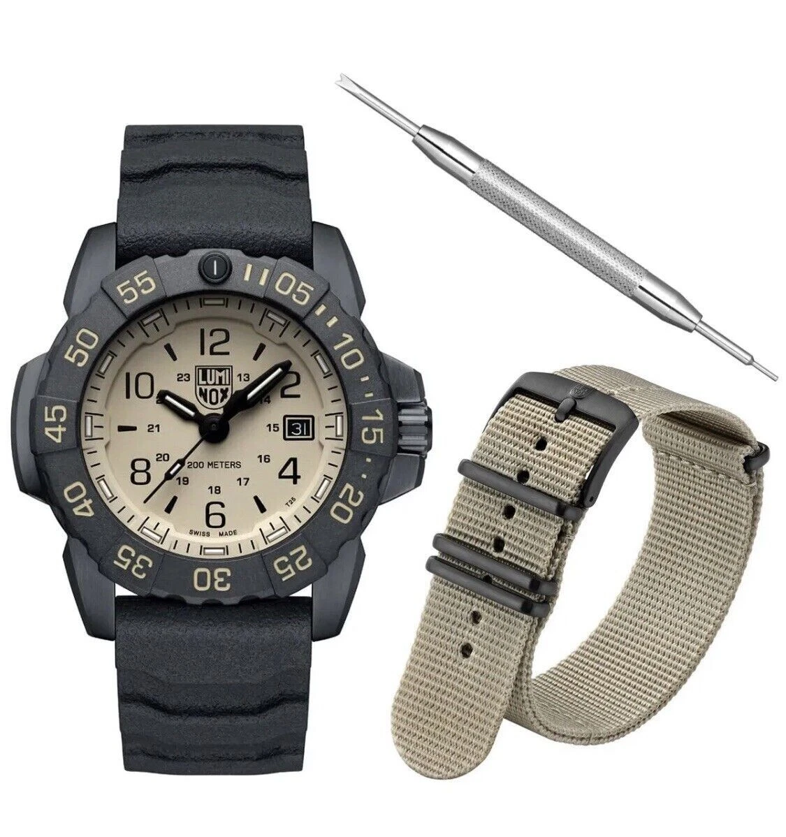 New Luminox XS.3251.CBNSF.SET Navy SEAL1 25 32in Diver Watch Sapphire Crystal