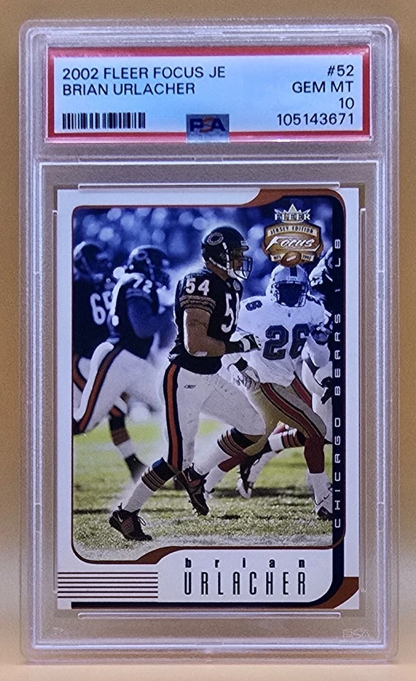 Brian Urlacher PSA 10 2002 Fleer Focus Jersey Edition 52 Low Pop 4 Chicago Bears - Image 2 of 4