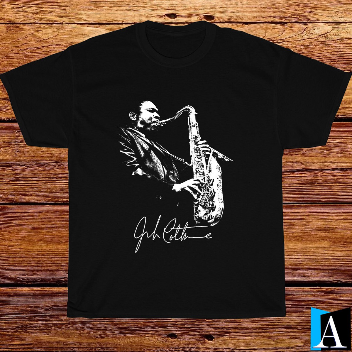 New Shirt John Coltrane Saxophone Musicians Logo Black / Navy T 