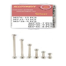 126 Pcs Silver Leather Rivets M5 Chicago Binding Screws Repair Kit Assorted