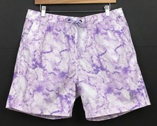Psycho Bunny Men's Purple Tie Dye Swim Trunks Drawstring Lined Size L