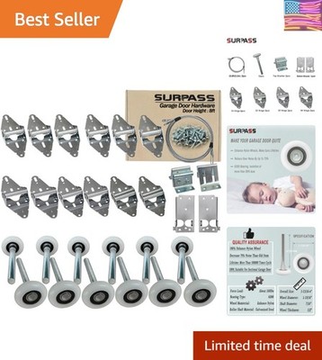Garage Door Hardware Kit Roller/Hinge/Top Bracket/Wire Rope for 8' Height Gar...