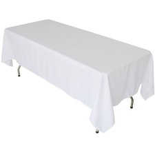 Rectangular Polyester Fabric Tablecloth, White, 60x102-inch
