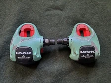 Look ARC Road Bike Pedals Celeste Bianchi Teal Vintage Old School Clipless Worn