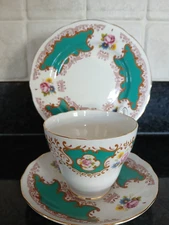 Vintage Royal Imperial Fine Bone China Trio Tea Cup Saucer Side Plate VGC