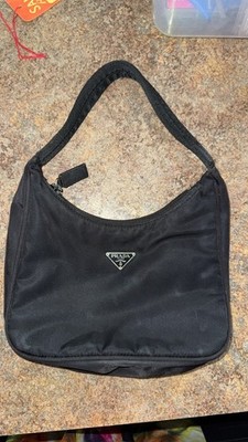 Vintage PRADA Tessuto Sport Black Logo Shoulder Bag 