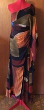 Halston Abstract Women’s  One Shoulder Kaftan Dress Size 8 Earth Tones