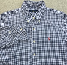 Ralph Lauren Shirt Mens Large Gingham 100 Cotton Button Down Pony Long Sleeve