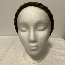 Women’s Synthetic Braided Head/Hair Band, Brown with Elastic