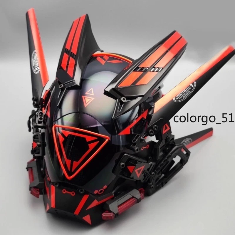 Cyberpunk Predator Helmet Cosplay Props LED Mask Man Headgear Tactics Halloween - Image 3 of 4