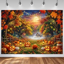 Halloween Pumpkin Backdrop 7x5ft Spooky Pumpkin Halloween Night Party Background