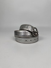 Gucci Silver Guccissima Leather Belt Metallic Monogram Made in Italy Size 90/36