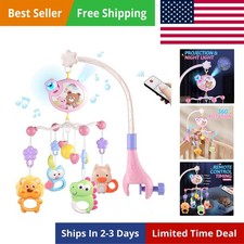 Crib Mobile with Music and Lights, Baby Mobiles for Cribs, Nursery Musical Mo...