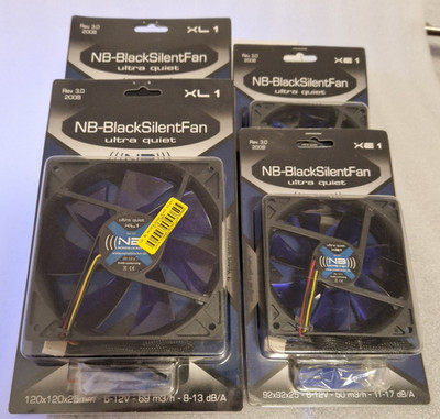 4x Noiseblocker NB-BlackSilentFan  - Gehäuse-Lüfter - schwarz / blau - NEU