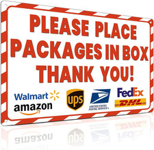 8X12 Inch Rust-Free Aluminum Package Delivery Sign for Outdoor Use - Please Plac