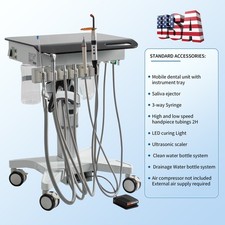 2Hole Dental Portable Mobile Delivery Unit System Cart Treatment Work Compressor