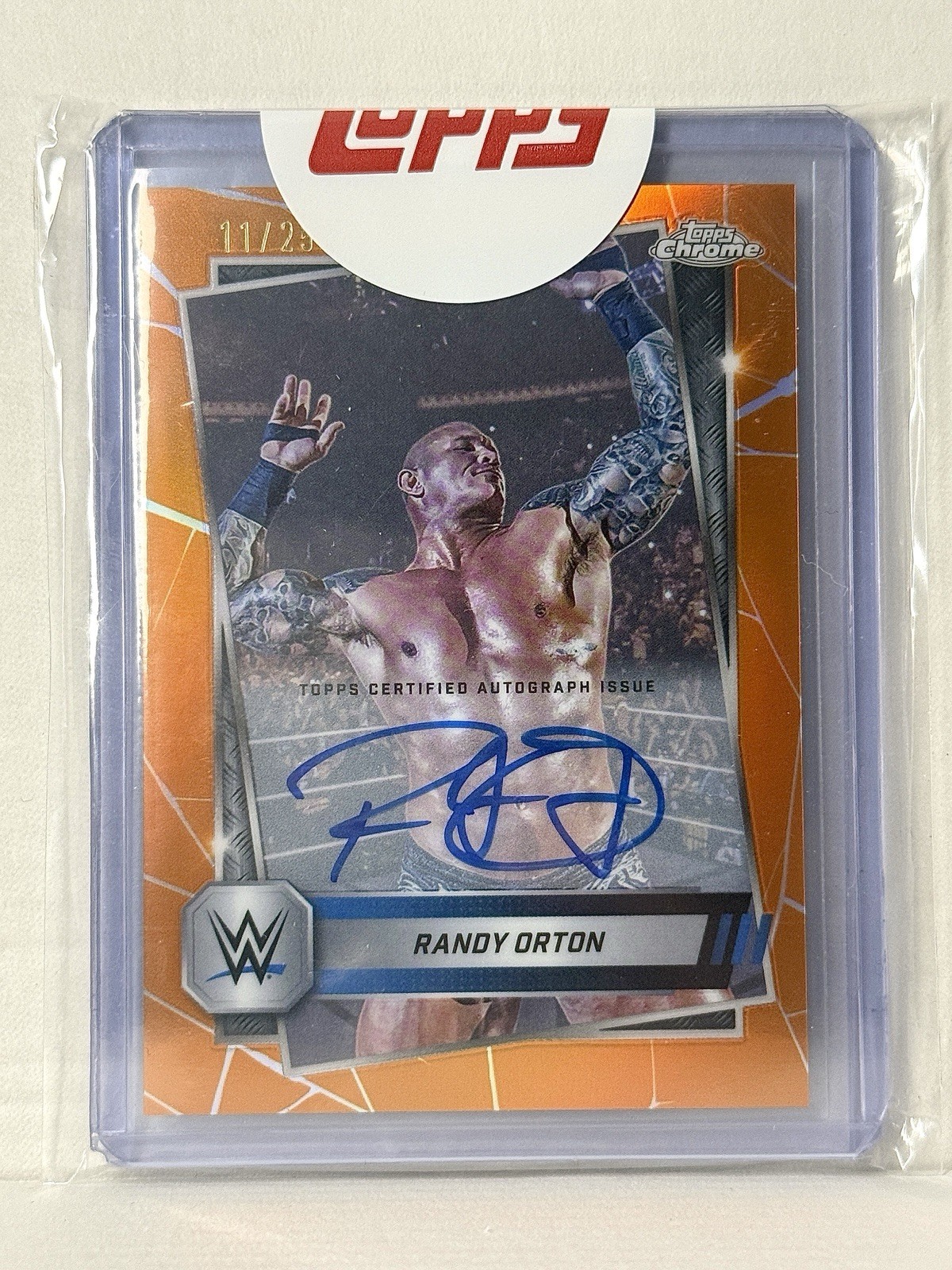 2025 Topps Chrome WWE - Autographs Randy Orton #14 Orange Refractor /25 (AU)