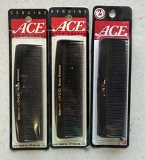 ACE 5" BLACK FINE TOOTH BOBBY & POCKET PURSE COMB Lot Of 4