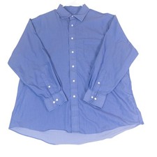 Chaps Mens Blue Comfort Stretch Wrinkle Free Regular Fit Shirt 18 34/35