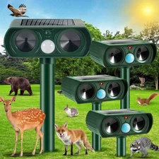 4 Pack Solar Ultrasonic Animal Repellent Squirrel Cat Deterrent for Lawn Yard
