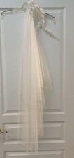 1989 Vintage Bridal Veil  Floral Pearl Headpiece Romantic Princess Bride