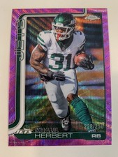 2025 Topps Chrome Khalil Herbert Pink Wave Refractor /250 #131 Jets
