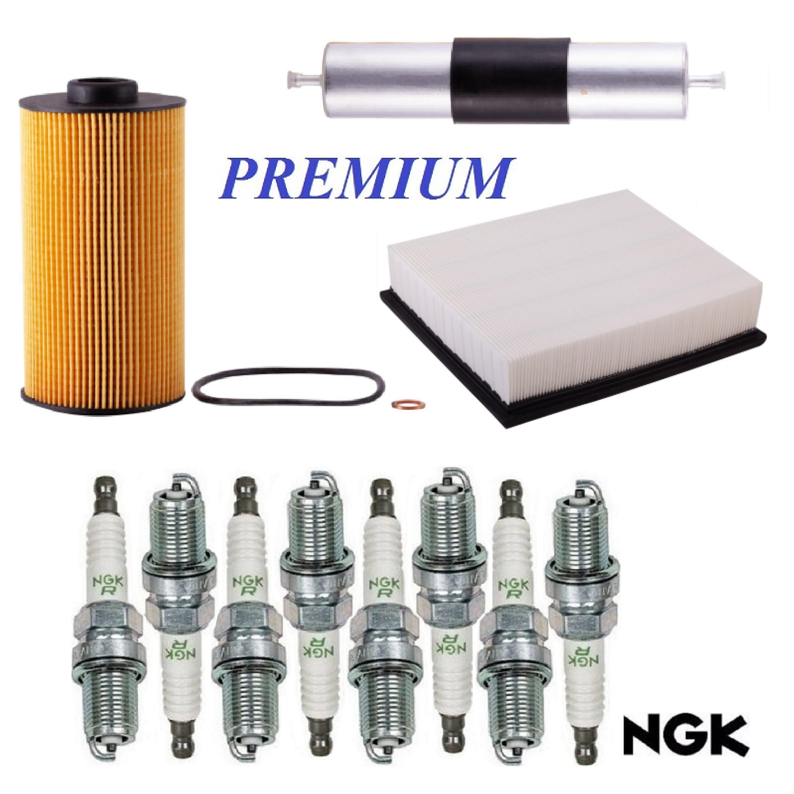Tune Up Kit Air Oil Fuel Filters Spark Plugs for BMW 740iL V8 4.4L 2001