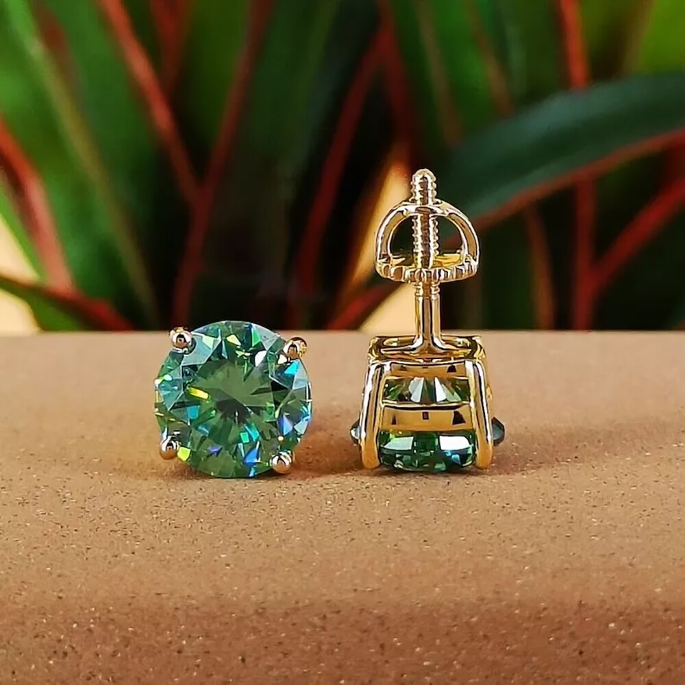 4.50 Ct Certified Round Cut Blue Diamond Earring Studs In 925 Sterling Silver