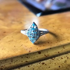 Natural Blue Apatite Sterling Silver Ring Size 9