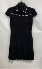 Alice + Olivia Women's Black Button-Front Shirt Dress Size 4