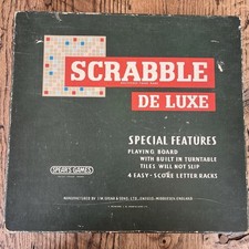 Vintage 1973 Spears Scrabble Deluxe With Turntable And Peg Scoring Racks