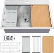 30-Inch Undermount Kitchen Sink, Stainless Steel Single Bowl with Drying Rack