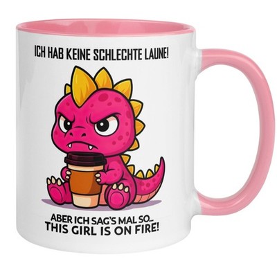 Tasse Dinosaurier    This girl is on fire    Dino Geschenk Becher Morgenmuffel