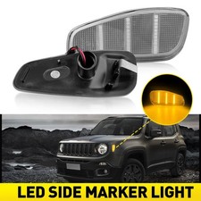 Clear Lens Amber LED Side Marker Lights Fender Lamps L+R For 15-23 Jeep Renegade