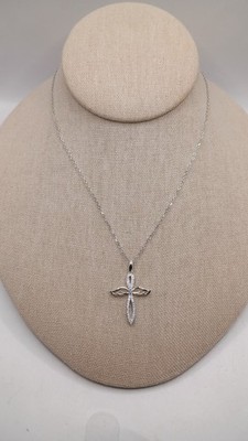 Lafonn Platinum Plated Sterling 0.74 CTW Angel Wings Cross Necklace N2029CLP20