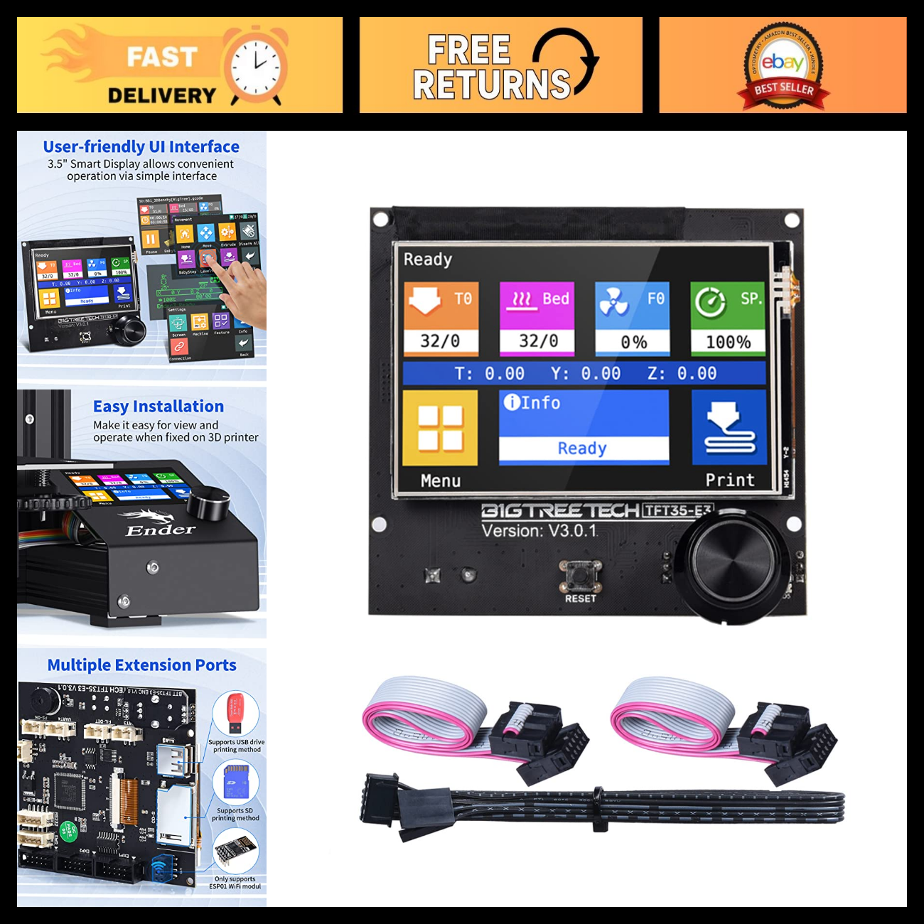 TFT35 E3 V3.0.1 Touch Screen Display - Dual Mode, High-Resolution, Easy ...