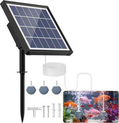 3W Solar Pond Aerator with 2200mAh Battery Backup, All-in-One Solar Air Pump, 24